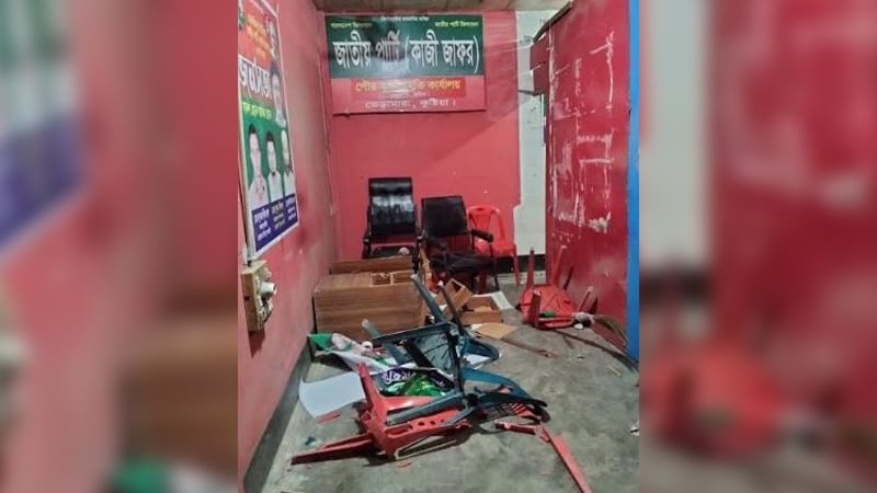 বিএনপি নেত্রীকে গালিগালাজ, জাতীয় পার্টির অফিস ভাঙচুর